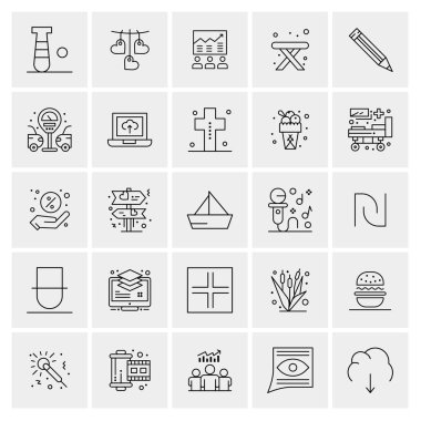 Evrensel yaratıcı simgeler kümesi, web ve mobil uygulamalar ve projeler için basit vektör illüstrasyonları 