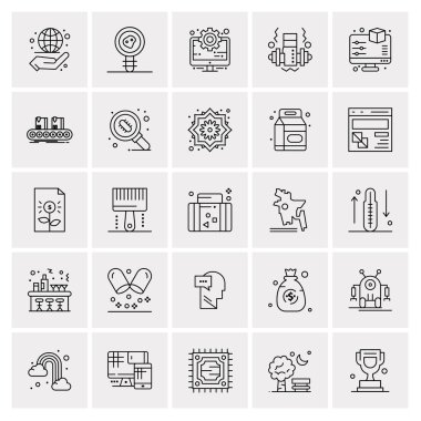 Evrensel yaratıcı simgeler kümesi, web ve mobil uygulamalar ve projeler için basit vektör illüstrasyonları 