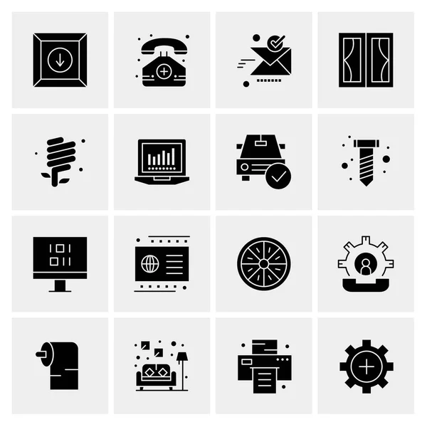 Set of 16 Universal Icons Business Vector — 스톡 벡터