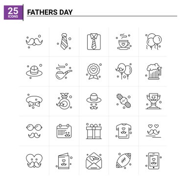 25 Babalar Günü ikonu. vektör arkaplanı