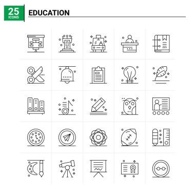 25 Eğitim simgesi. vektör arkaplanı