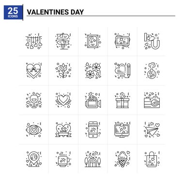 25 Sevgililer Günü ikonu seti. vektör arkaplanı