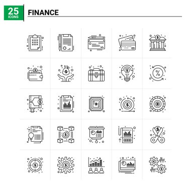 25 Finans simgesi seti. vektör arkaplanı