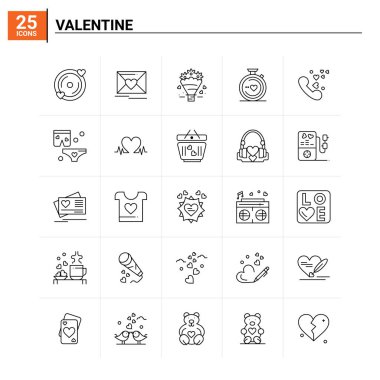 25 Valentine ikonu seti. vektör arkaplanı