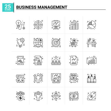 25 İş Yönetimi simgesi seti. vektör arkaplanı
