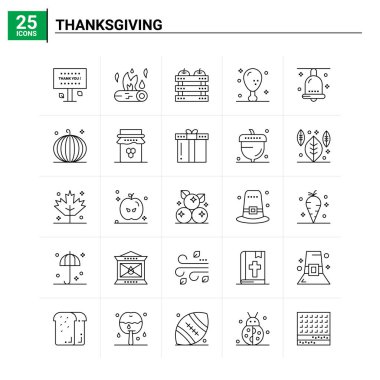 25 Şükran Günü ikonu seti. vektör arkaplanı