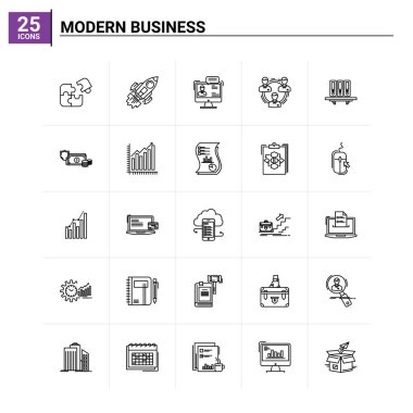 25 Modern Business simgesi seti. vektör arkaplanı