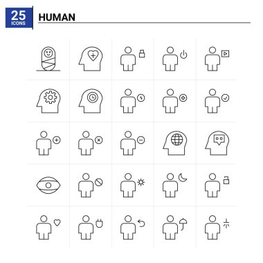 25 insan simgesi seti. vektör arkaplanı