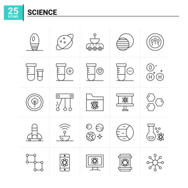 25 bilim simgesi seti. vektör arkaplanı
