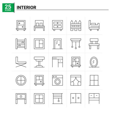 25 dahili simge seti. vektör arkaplanı