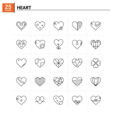 25 Heart ikonu hazır. vektör arkaplanı