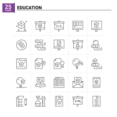 25 Eğitim simgesi. vektör arkaplanı