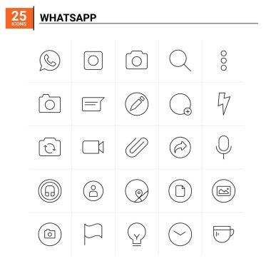 25 Whatsapp simgesi seti. vektör arkaplanı