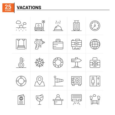 25 Tatil ikonu seti. vektör arkaplanı