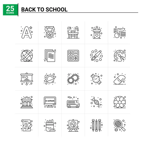Set di icone 25 Ritorno a scuola. sfondo vettoriale — Vettoriale Stock