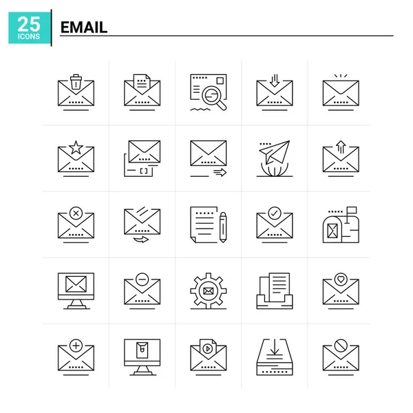 25 E-Mail Icon gesetzt. Vektorhintergrund — Stockvektor