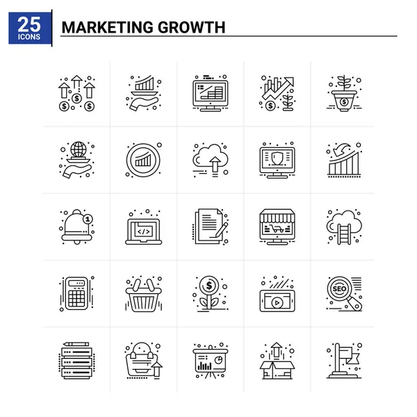 25 conjunto de ícone de crescimento de marketing. fundo vetorial — Vetor de Stock