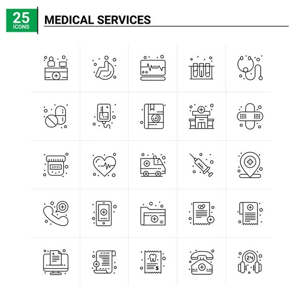 25 Tıbbi Servis simgesi seti. vektör arkaplanı