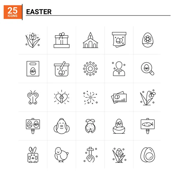 25 Set de iconos de Pascua. fondo de vector — Vector de stock