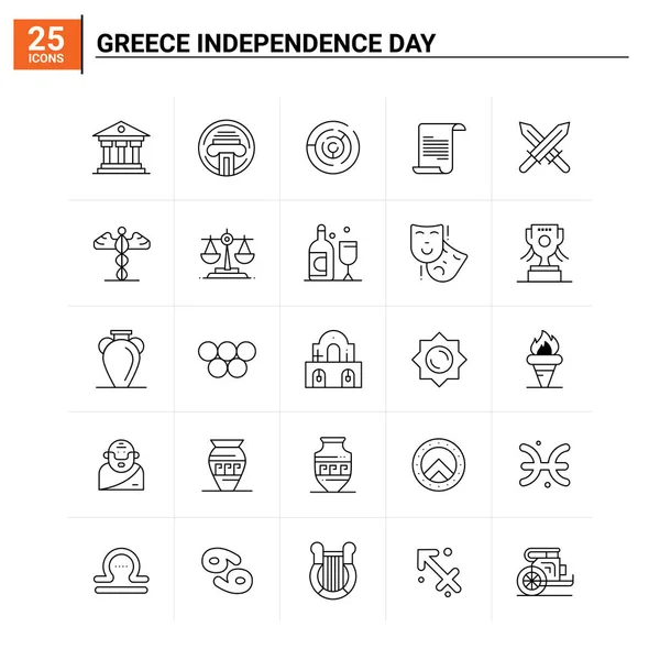 25 Griekenland Independence Day icoon ingesteld. vectorachtergrond — Stockvector