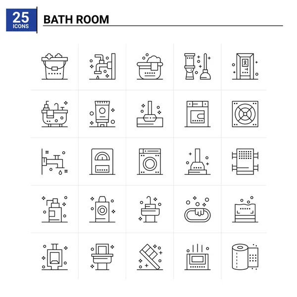 25 Koupelna ikona nastavena. pozadí vektoru — Stockový vektor