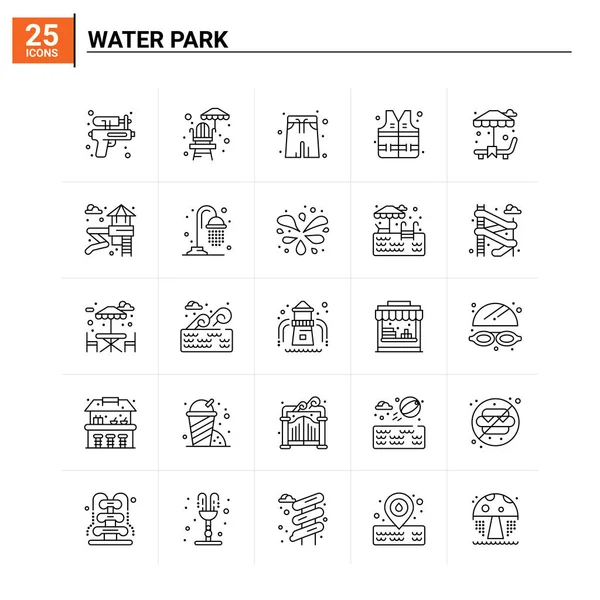 25 набор значков аквапарка. векторный фон — стоковый вектор