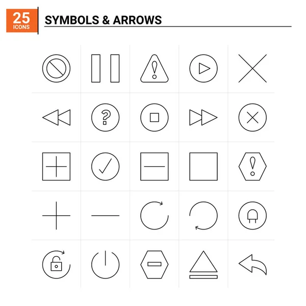 25 symbolů a šipek nastaveno. pozadí vektoru — Stockový vektor