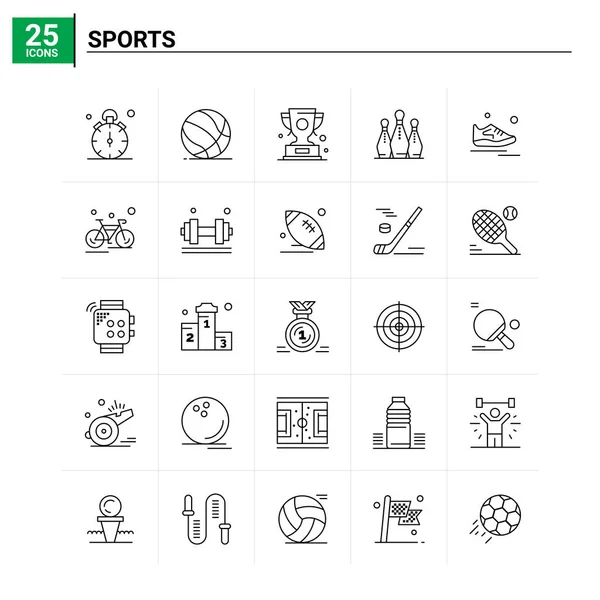 25 Conjunto de iconos deportivos. fondo de vector — Vector de stock