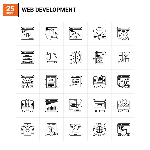 25 Web Geliştirme simgesi seti. vektör arkaplanı — Stok Vektör