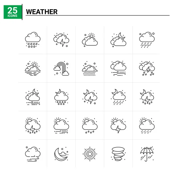 25 Ensemble d'icônes météo. fond vectoriel — Image vectorielle
