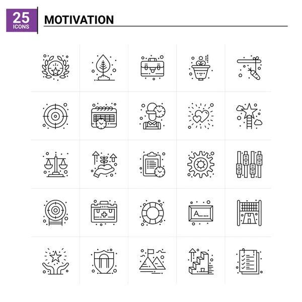 25 Conjunto de iconos de motivación. fondo de vector — Archivo Imágenes Vectoriales