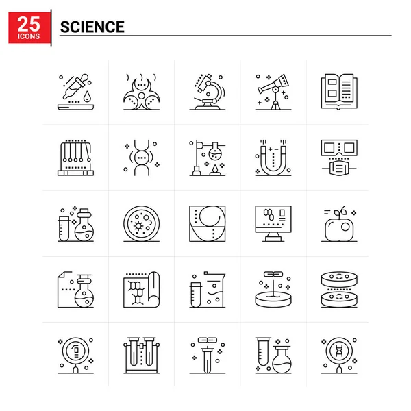 25 Science Icon Set. Vektorhintergrund — Stockvektor