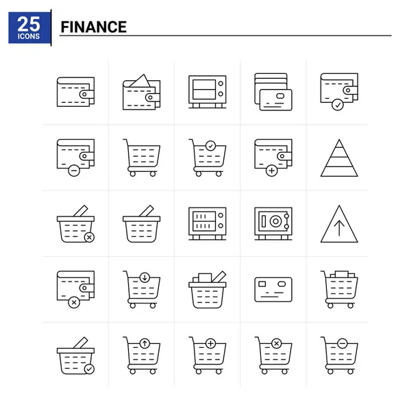 25 Finans simgesi seti. vektör arkaplanı — Stok Vektör