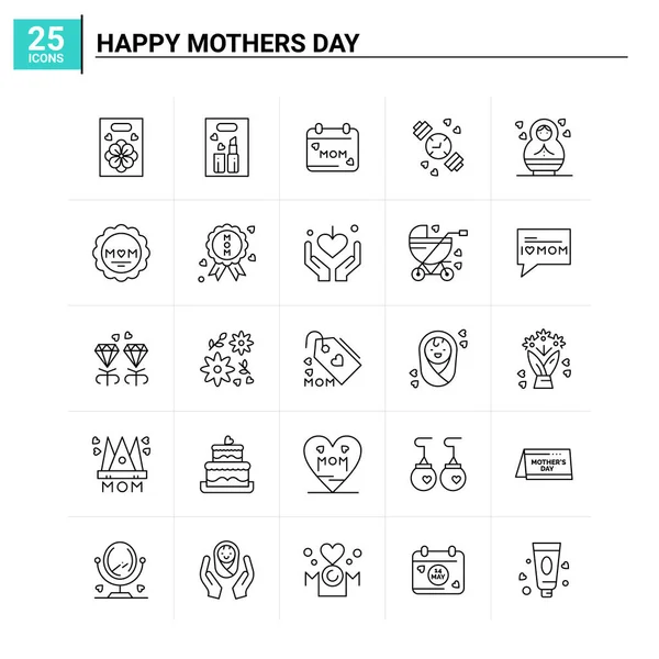 Sada ikon Šťastné matky25. pozadí vektoru — Stockový vektor