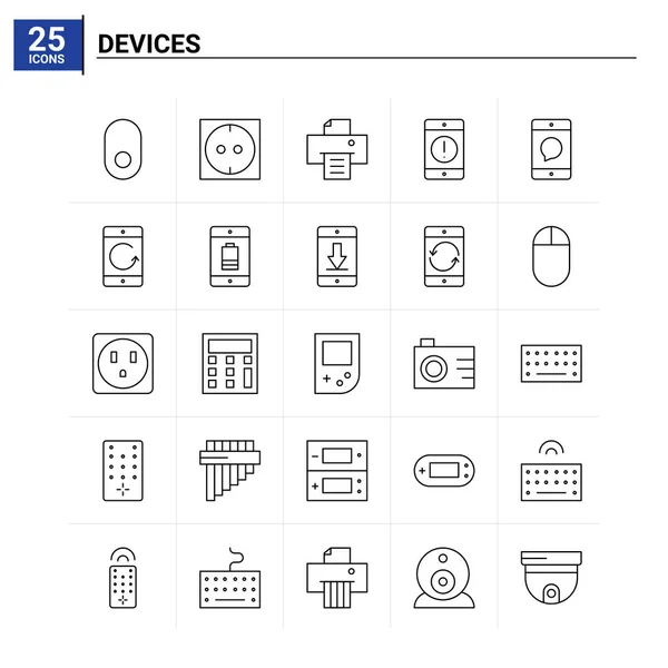 Conjunto de iconos de 25 dispositivos. fondo de vector — Archivo Imágenes Vectoriales