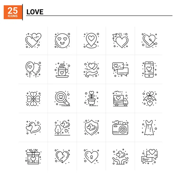 25 Love simgesi. vektör arkaplanı