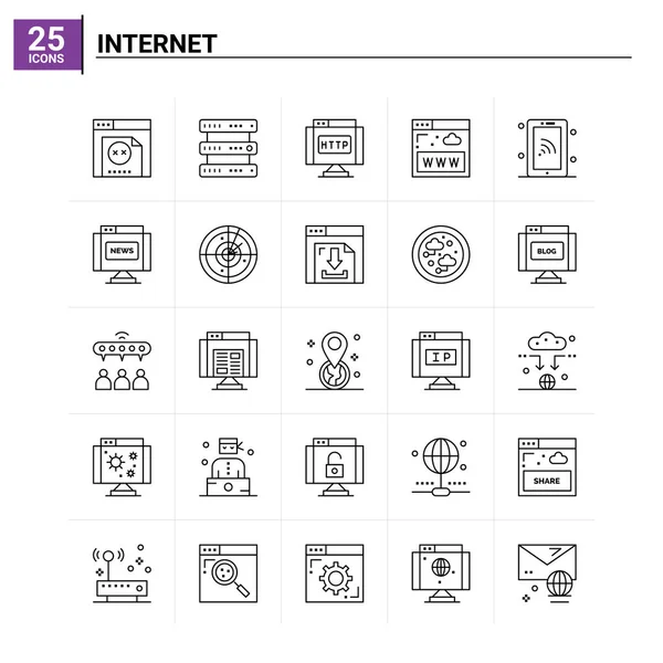 25 internet simgesi seti. vektör arkaplanı — Stok Vektör