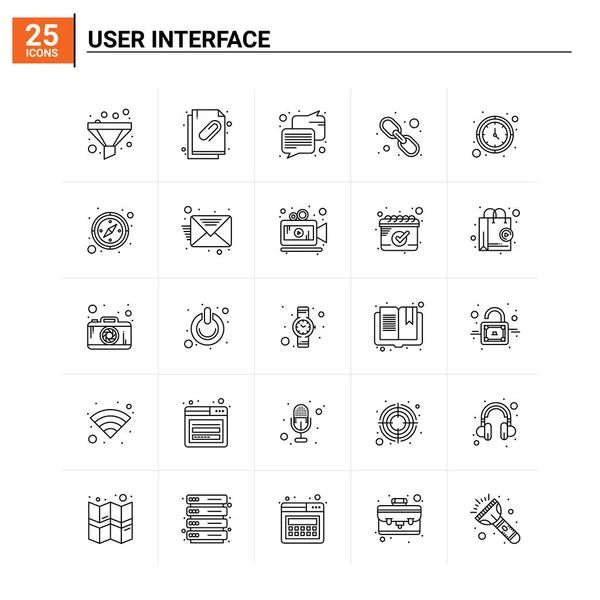 25 User Interface pictogram set. vectorachtergrond — Stockvector
