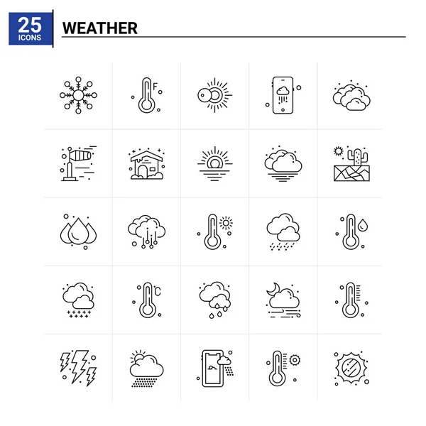 25 Ensemble d'icônes météo. fond vectoriel — Image vectorielle