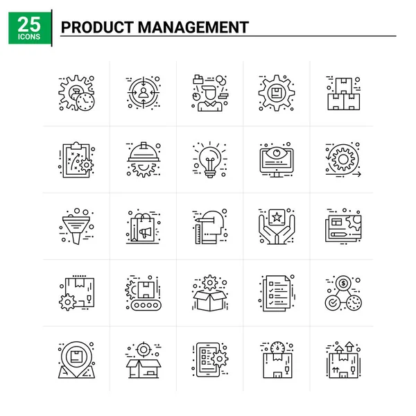 25 Ürün Yönetimi simgesi seti. vektör arkaplanı