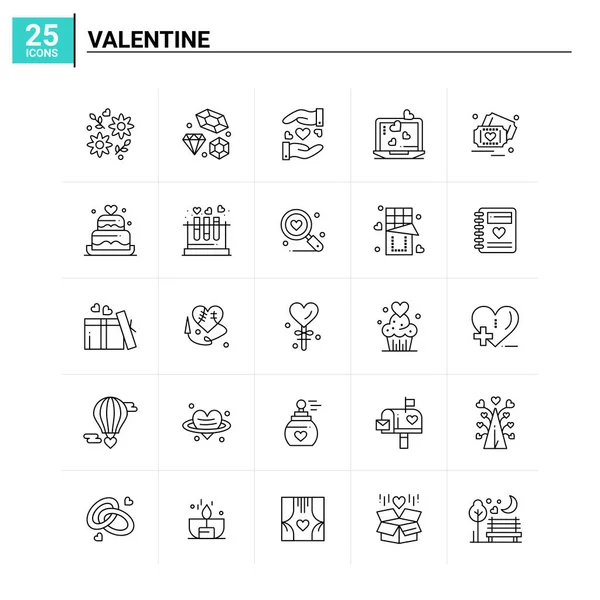 25 San Valentín conjunto de iconos. fondo de vector — Archivo Imágenes Vectoriales