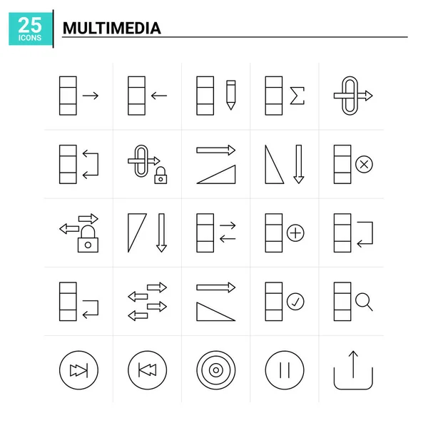 25 Multimedya simgesi seti. vektör arkaplanı — Stok Vektör