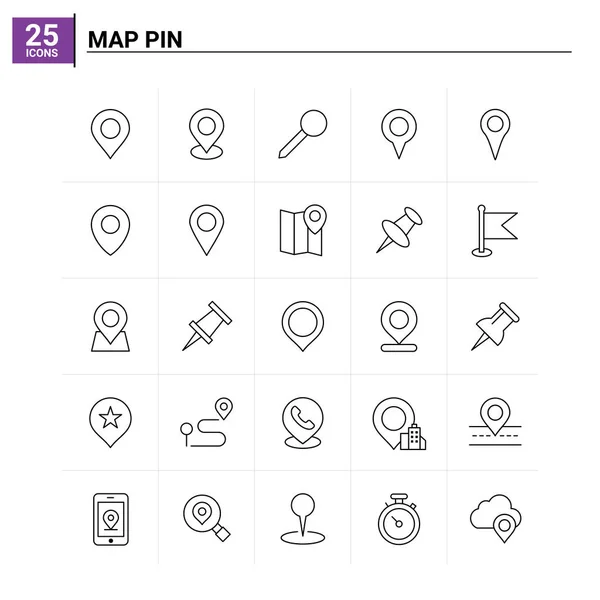 25 Kaart Pin pictogram set. vectorachtergrond — Stockvector