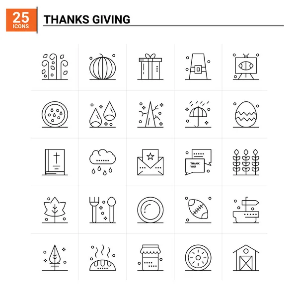 25 Thanks Giving icon set. vector background — 스톡 벡터