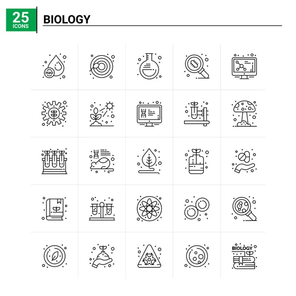 25 Set di icone di biologia. sfondo vettoriale — Vettoriale Stock