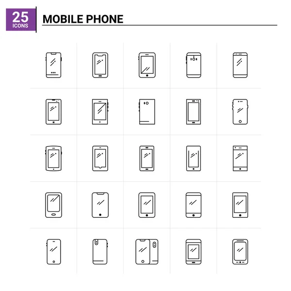 25 Conjunto de iconos de teléfono móvil. fondo de vector — Vector de stock