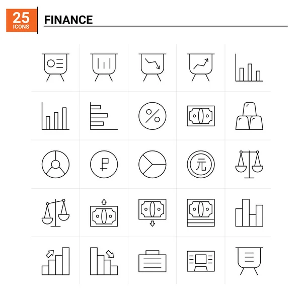 Conjunto de ícones de finanças 25. fundo vetorial — Vetor de Stock