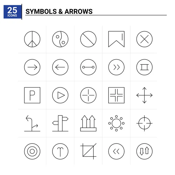 25 Symbols & Arrows icon set. vector background — Stock Vector