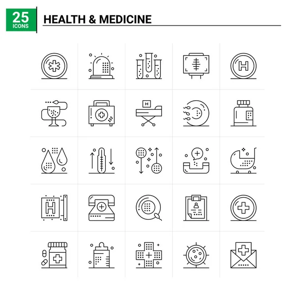 25 Здравоохранение и медицина набор значков. векторный фон — стоковый вектор