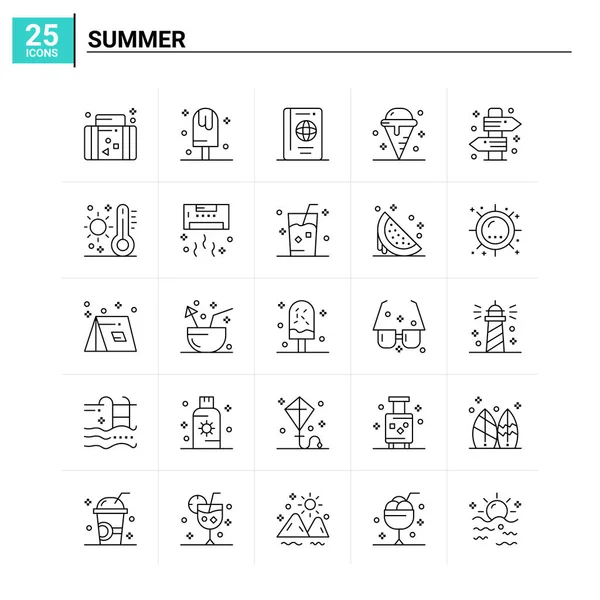 25个夏季图标集。 矢量背景 — 图库矢量图片